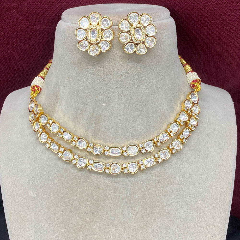 Royal Kundan Jewellery Gold Plated Polki Kundan Necklace Set