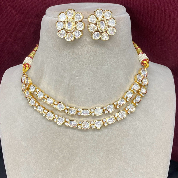 Prime Kundan Jewellery Gold Plated Polki Kundan Necklace Set