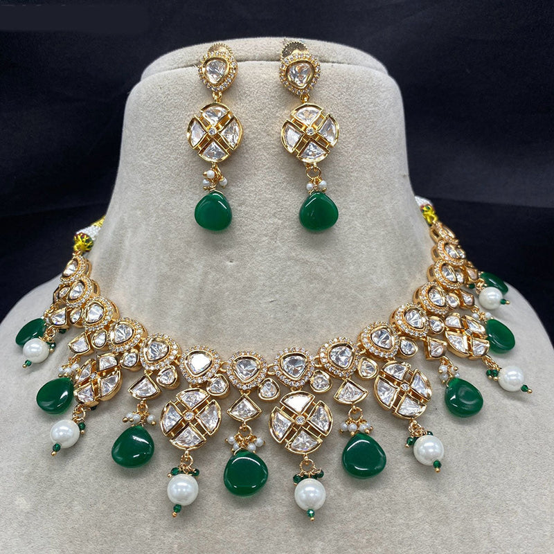 Royal Kundan Jewellery Gold Plated Polki Kundan And Pearls Necklace Set