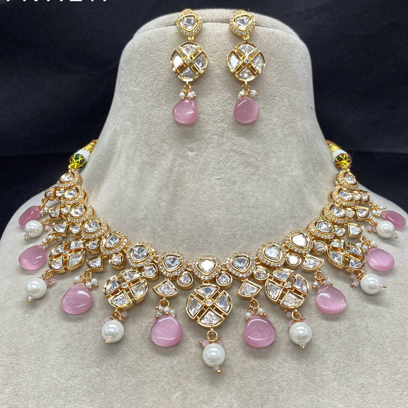 Royal Kundan Jewellery Gold Plated Polki Kundan And Pearls Necklace Set