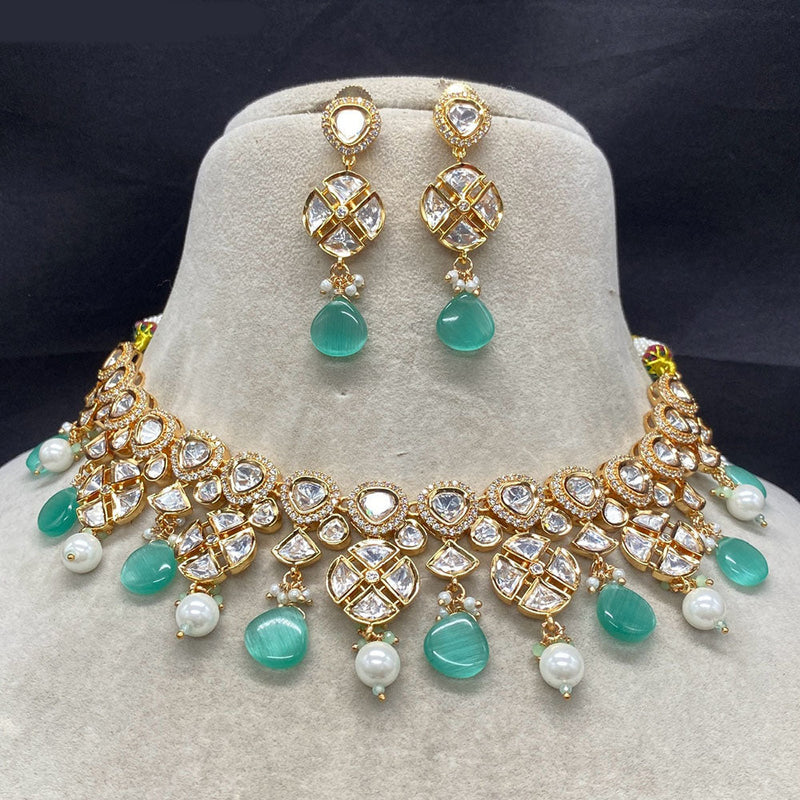 Royal Kundan Jewellery Gold Plated Polki Kundan And Pearls Necklace Set