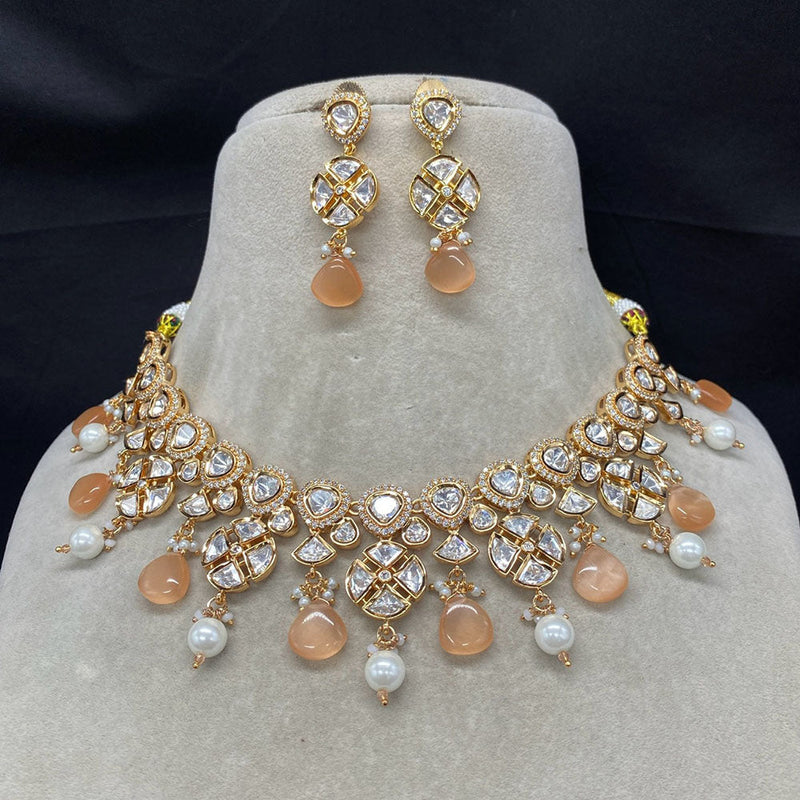 Royal Kundan Jewellery Gold Plated Polki Kundan And Pearls Necklace Set