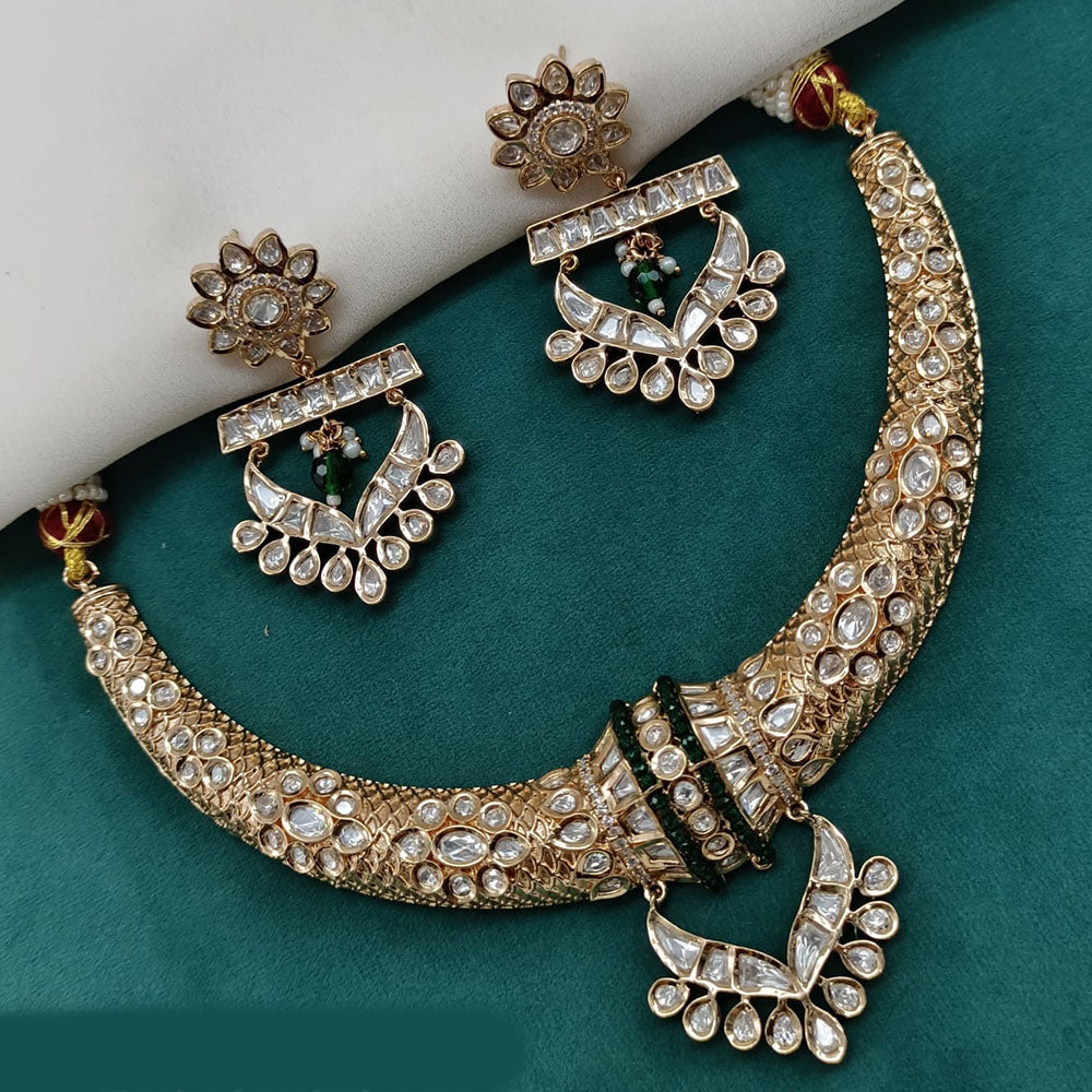 Royal Kundan Jewellery Gold Plated Polki Kundan Necklace Set