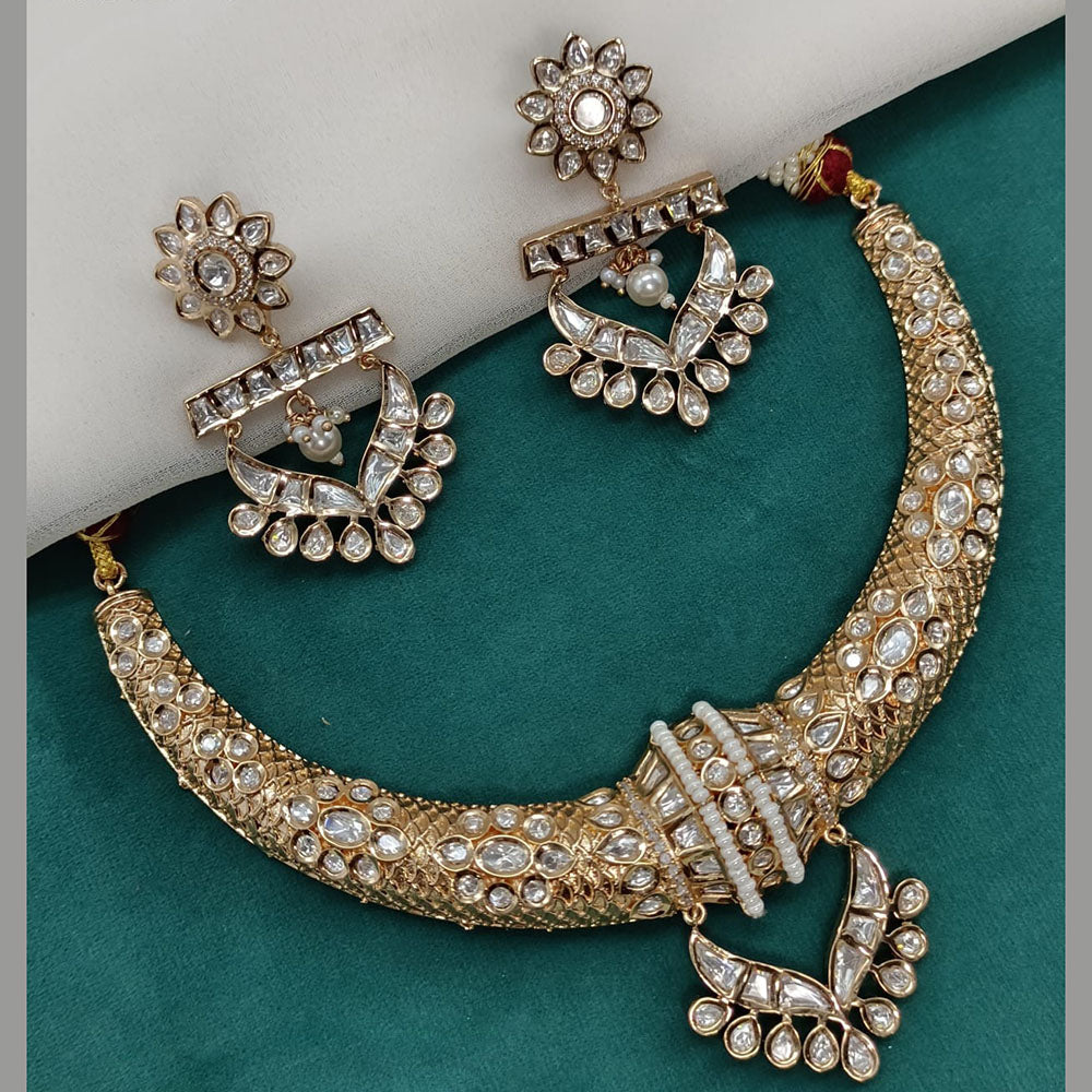Royal Kundan Jewellery Gold Plated Polki Kundan Necklace Set