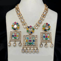Royal Kundan Jewellery Gold Plated Polki Kundan Necklace Set
