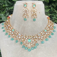 Royal Kundan Jewellery Gold Plated Polki Kundan And Pearls Necklace Set