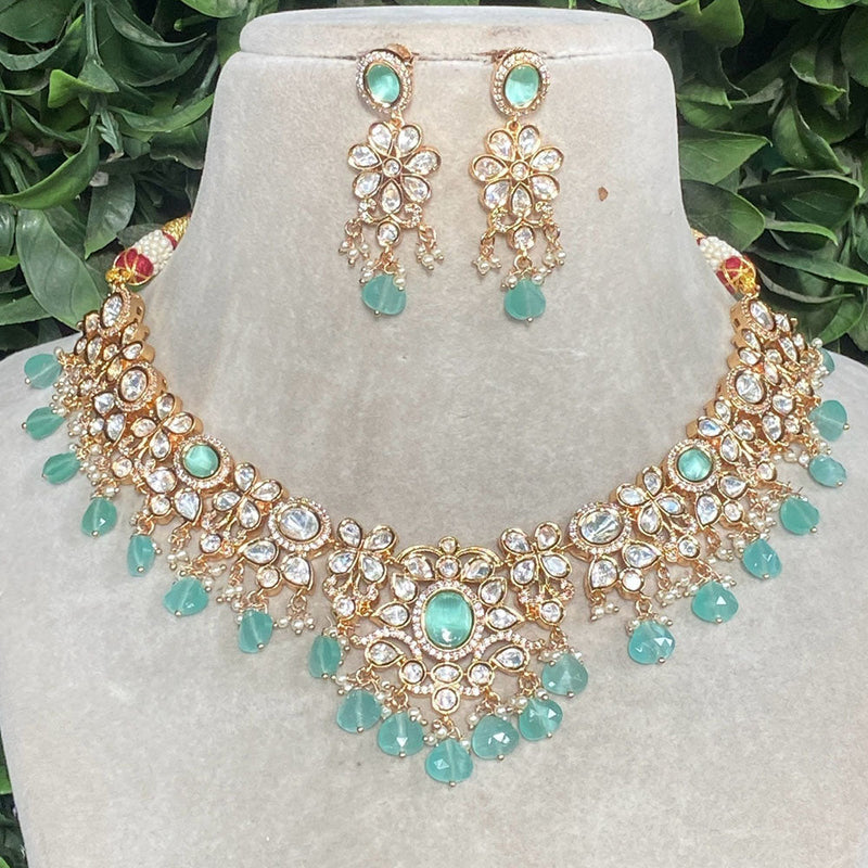 Prime Kundan Jewellery Gold Plated Polki Kundan And Pearls Necklace Set