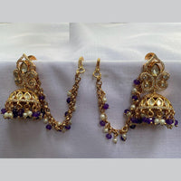 Royal Kundan Jewellery Gold Plated Polki Kundan Kanchain Jhumki Earrings