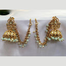 Royal Kundan Jewellery Gold Plated Polki Kundan Kanchain Jhumki Earrings