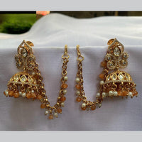 Royal Kundan Jewellery Gold Plated Polki Kundan Kanchain Jhumki Earrings