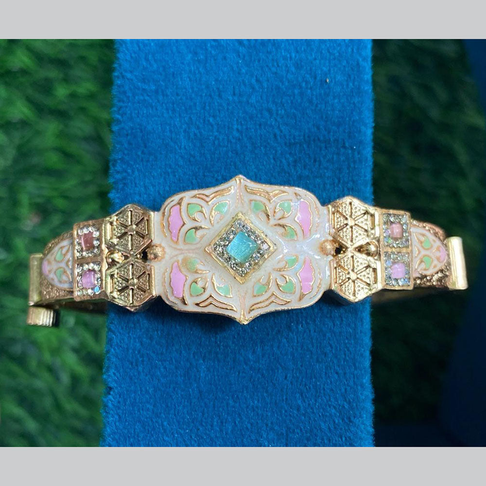 Royal Kundan Jewellery Gold Plated Pota Stone Meenakari Openbale kada