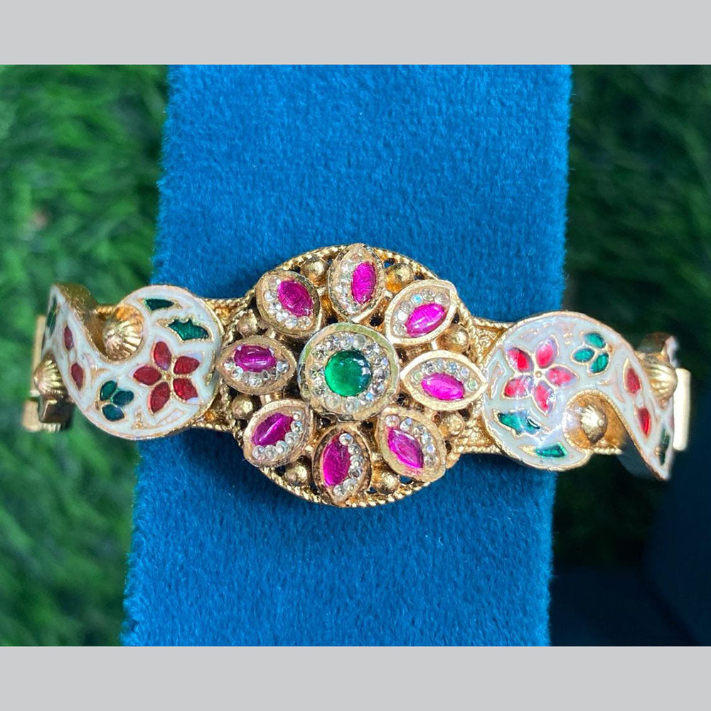 Royal Kundan Jewellery Gold Plated Pota Stone Meenakari Openbale kada