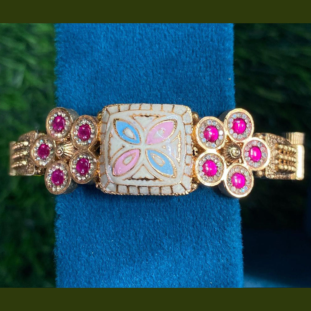 Royal Kundan Jewellery Gold Plated Pota Stone Meenakari Openbale kada