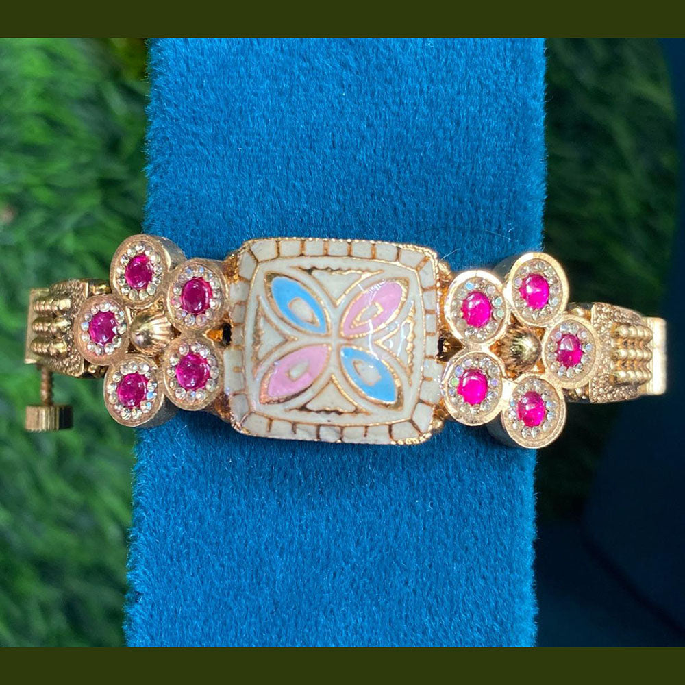 Royal Kundan Jewellery Gold Plated Pota Stone Meenakari Openbale kada