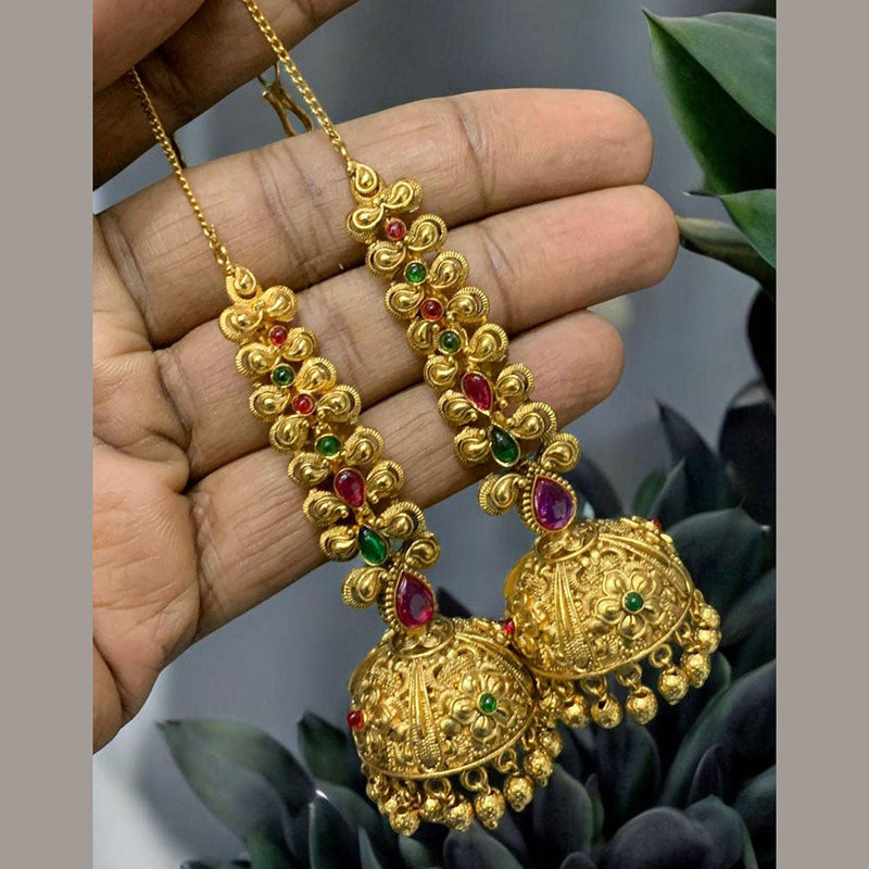 Prime Kundan Jewellery Gold Plated Pota Stone Kanchain Jhumki Earrings