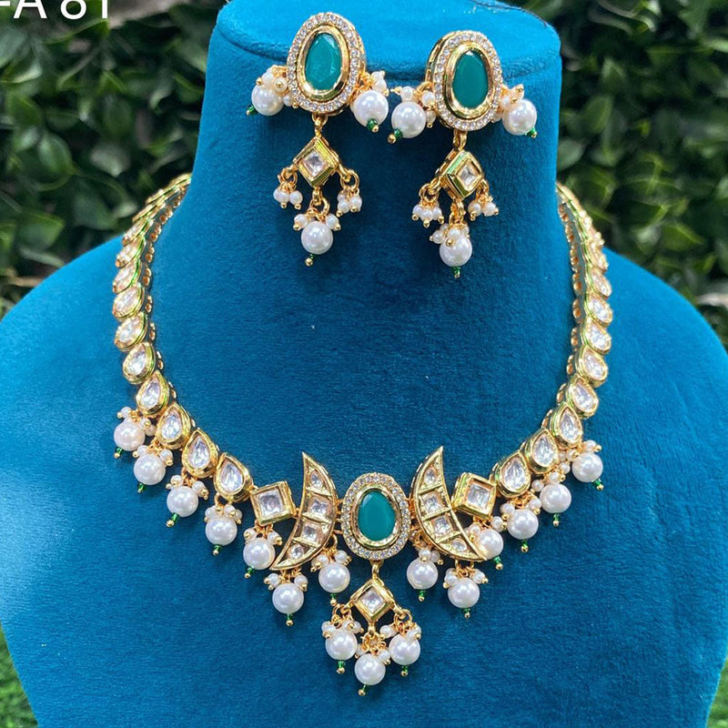 Prime Kundan Jewellery Gold Plated Polki Kundan And Pearls Necklace Set