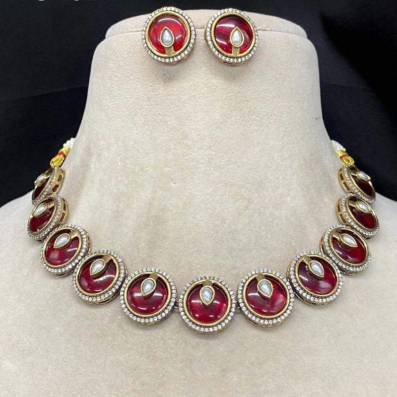 Royal Kundan Jewellery Gold Plated Austrian Stone Necklace Set