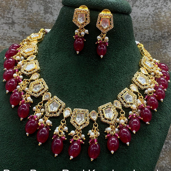 Prime Kundan Jewellery Gold Plated Polki Kundan And Pearls Necklace Set