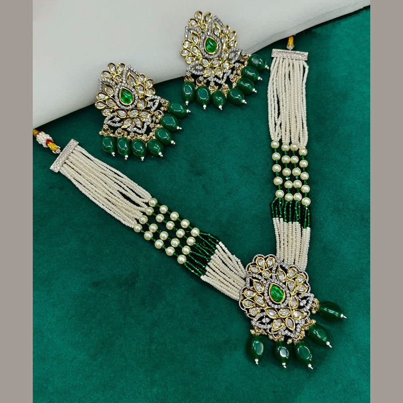 Prime Kundan Jewellery Gold Plated Polki Kundan And Pearls Necklace Set