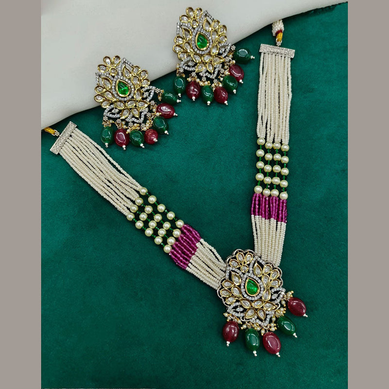 Prime Kundan Jewellery Gold Plated Polki Kundan And Pearls Necklace Set