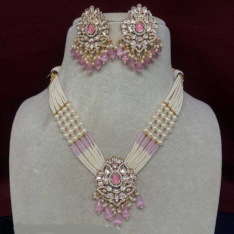 Prime Kundan Jewellery Gold Plated Polki Kundan And Pearls Necklace Set