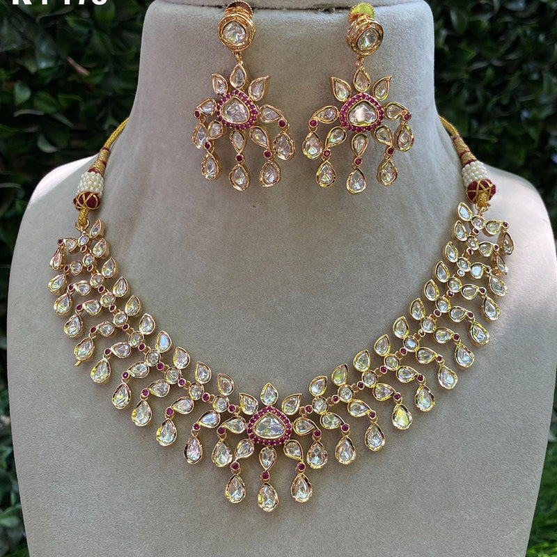 Royal Kundan Jewellery Gold Plated Polki Kundan Necklace Set