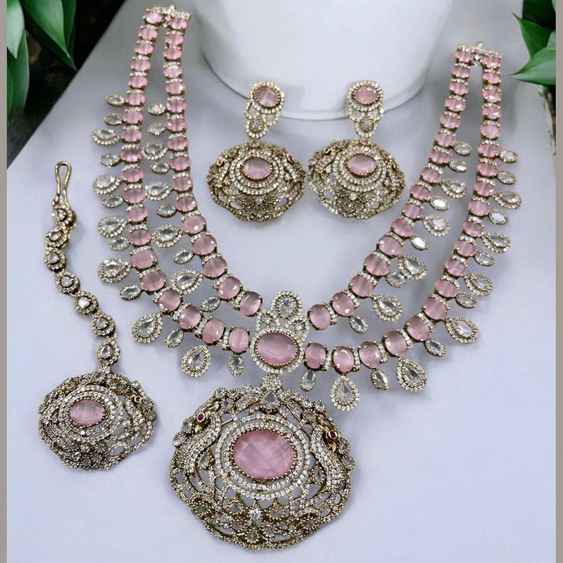 Prime Kundan Jewellery Gold Plated Crystal Stone Necklace Set