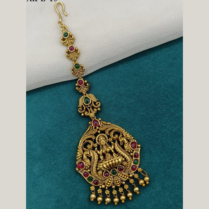 Prime Kundan Jewellery Gold Plated Pota Stone Temple Maangtikka