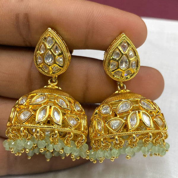 Royal Kundan Jewellery Gold Plated Polki Kundan Jhumki Earrings