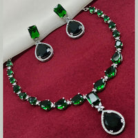 Royal Kundan Jewellery Silver Plated Crystal Stone Necklace Set