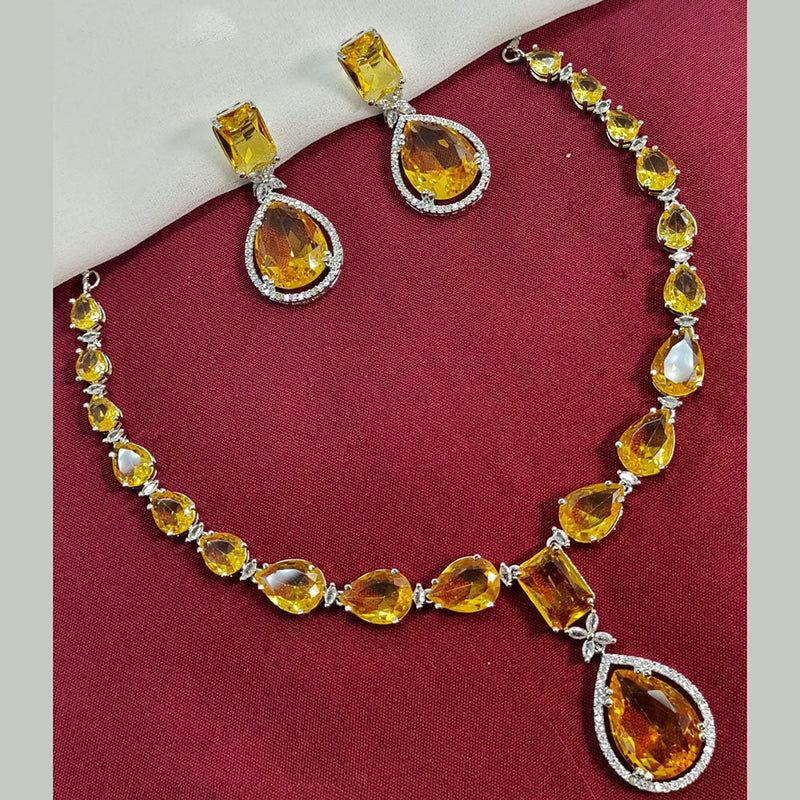 Royal Kundan Jewellery Silver Plated Crystal Stone Necklace Set