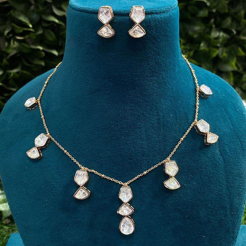 Royal Kundan Jewellery Gold Plated Polki Kundan Necklace Set