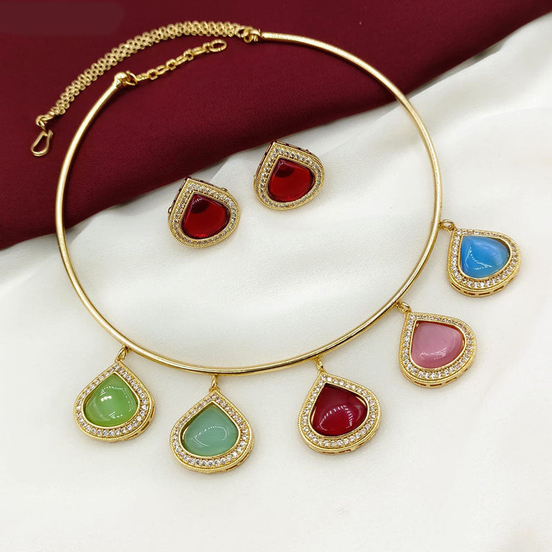 Royal Kundan Jewellery Gold Plated Austrian Stone Necklace Set