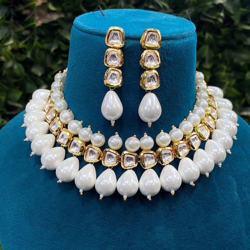 Royal Kundan Jewellery Gold Plated Polki Kundan And Pearls Necklace Set