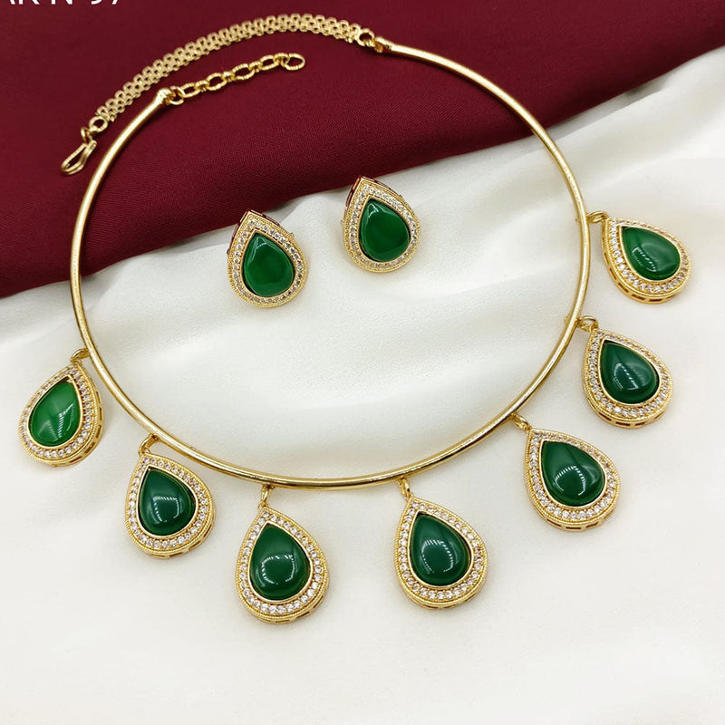 Royal Kundan Jewellery Gold Plated Austrian Stone Necklace Set