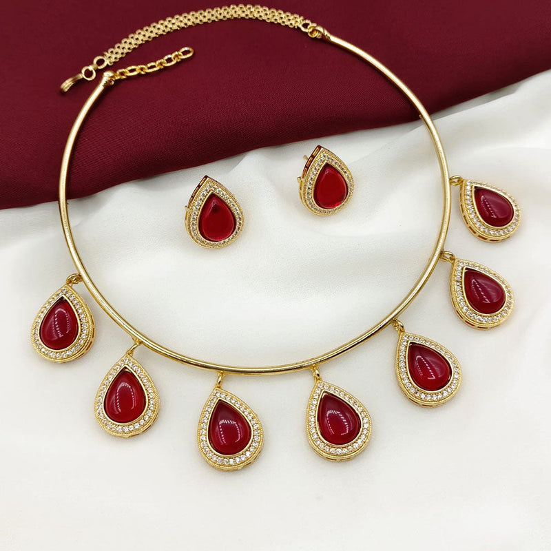 Royal Kundan Jewellery Gold Plated Austrian Stone Necklace Set