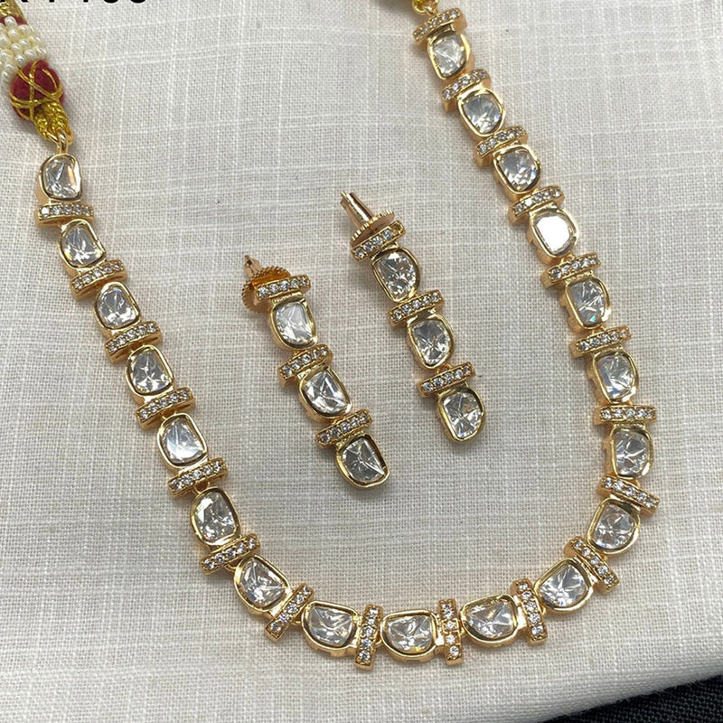 Royal Kundan Jewellery Gold Plated Polki Kundan Necklace Set