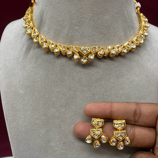 Royal Kundan Jewellery Gold Plated Polki Kundan Necklace Set