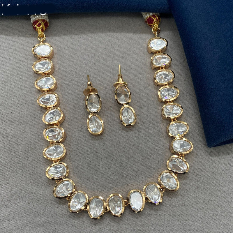 Royal Kundan Jewellery Gold Plated Polki Kundan Necklace Set