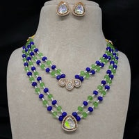 Royal Kundan Jewellery Gold Plated Polki Kundan And Beads Double Layer Necklace Set
