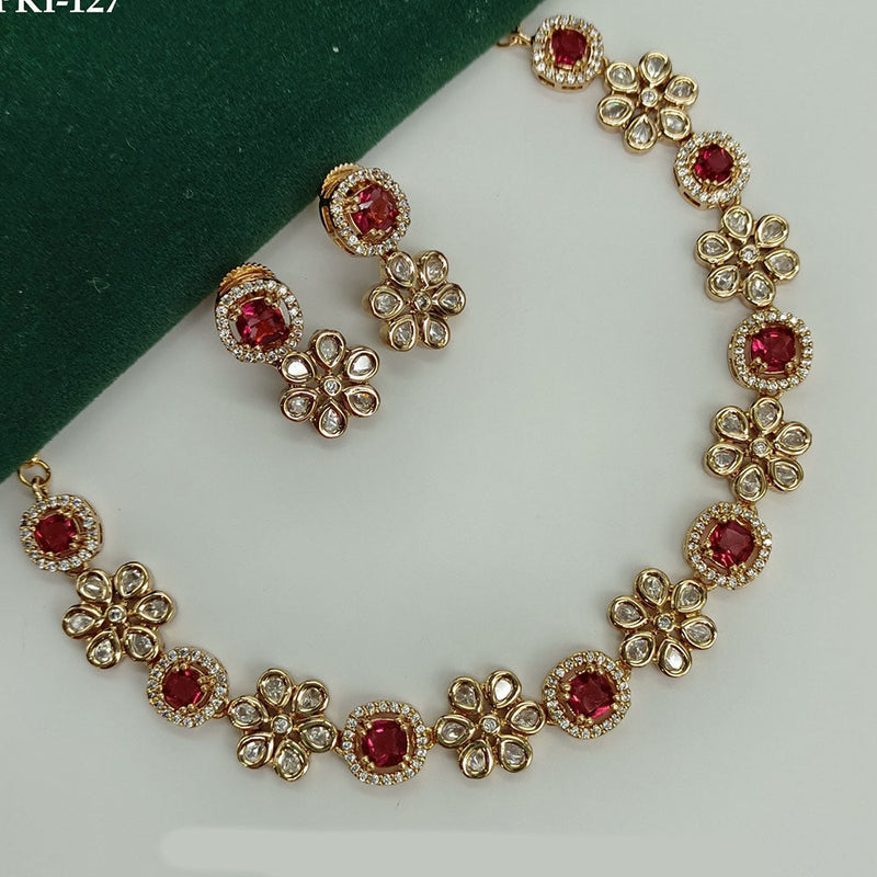 Royal Kundan Jewellery Gold Plated Polki Kundan Necklace Set