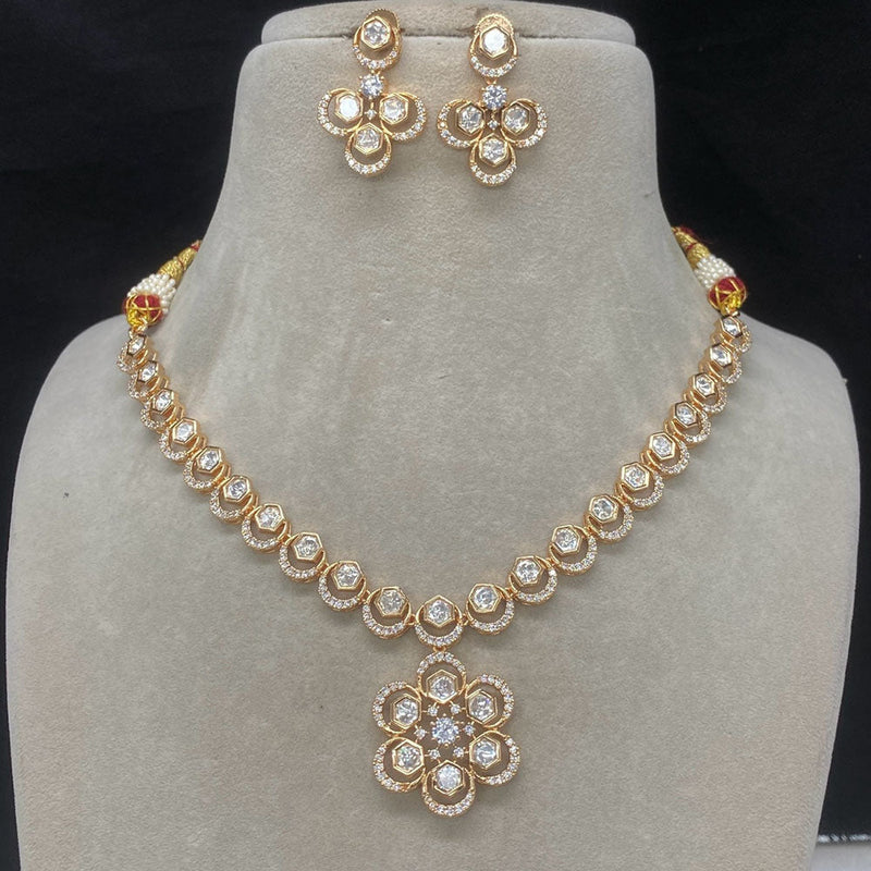 Royal Kundan Jewellery Gold Plated Polki Kundan Necklace Set