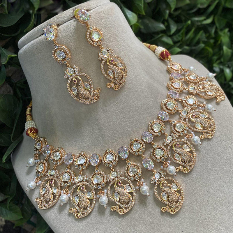 Royal Kundan Jewellery Gold Plated Polki Kundan And Pearls Necklace Set