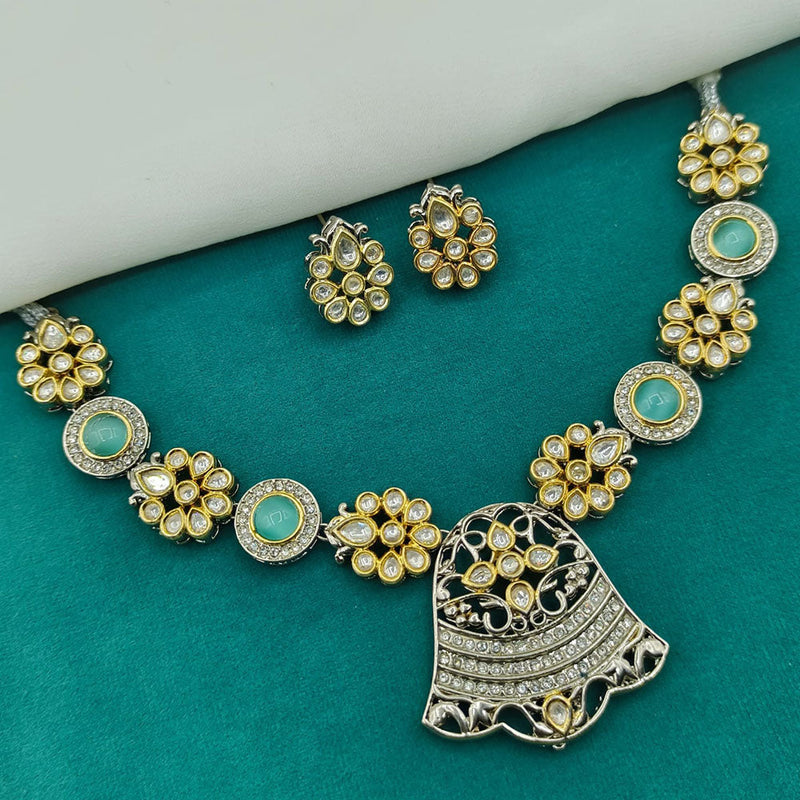 Royal Kundan Jewellery 2 Tone Plated Kundan Stone Necklace Set