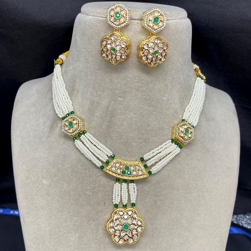 Royal Kundan Jewellery Gold Plated Polki Kundan And Pearls Necklace Set