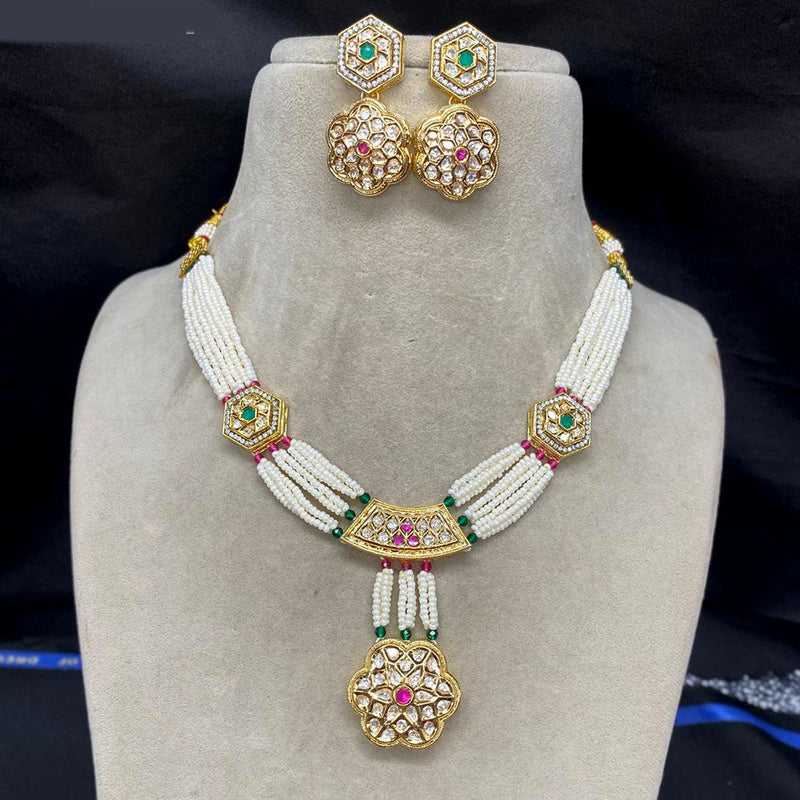 Royal Kundan Jewellery Gold Plated Polki Kundan And Pearls Necklace Set