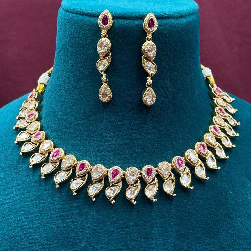 Royal Kundan Jewellery Gold Plated Polki Kundan Necklace Set