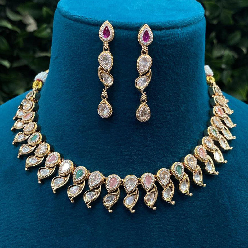 Royal Kundan Jewellery Gold Plated Polki Kundan Necklace Set