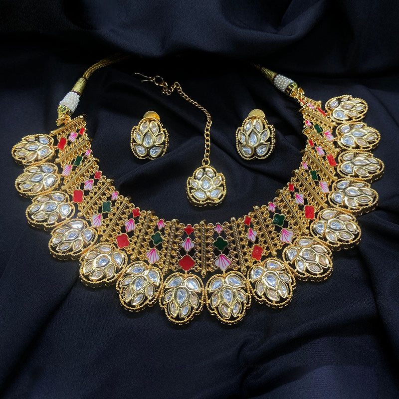 Royal Kundan Jewellery Gold Plated Polki Kundan Necklace Set