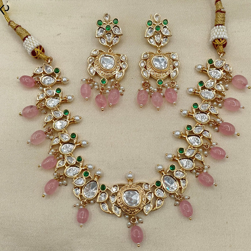 Royal Kundan Jewellery Gold Plated Polki Kundan And Beads Necklace Set